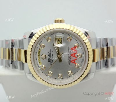 Best Copy Rolex Day Date 36mm Watch Silver Dial 2-Tone Presidential